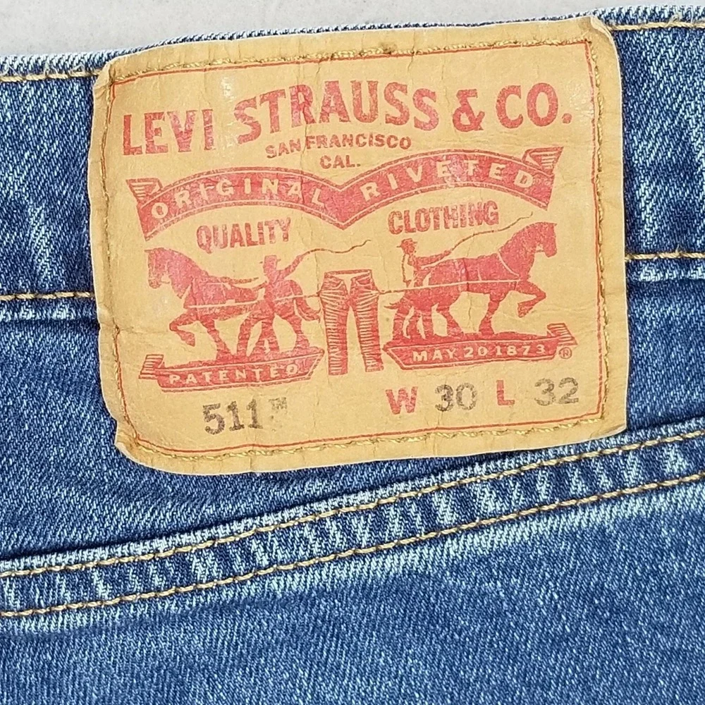 Levi's 511 jeans men's 30 x 32 skinny straight blue stretch denim pants retro
